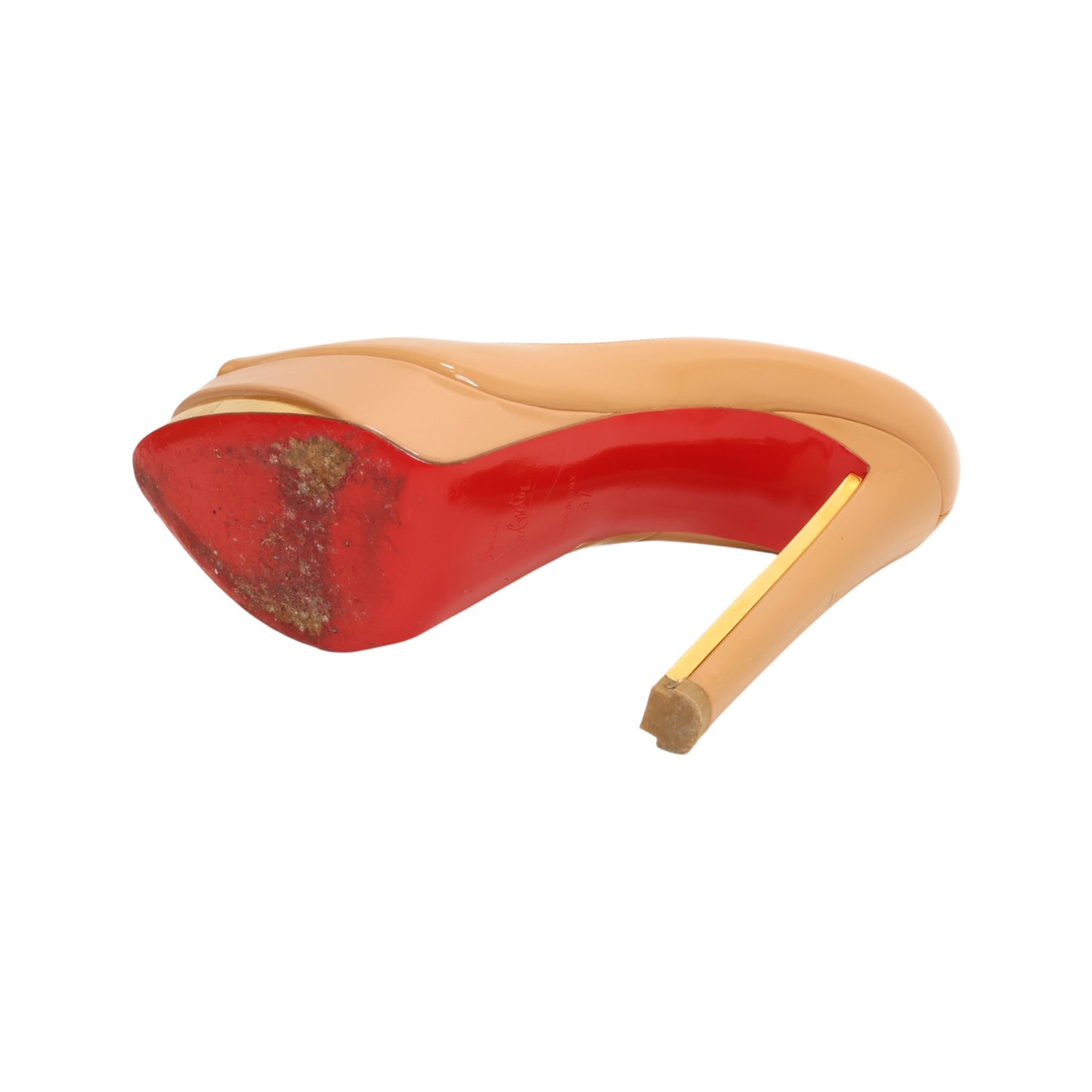 Christian Louboutin Lady Patent Leather Platform Peep Toe Pumps (Size 37)