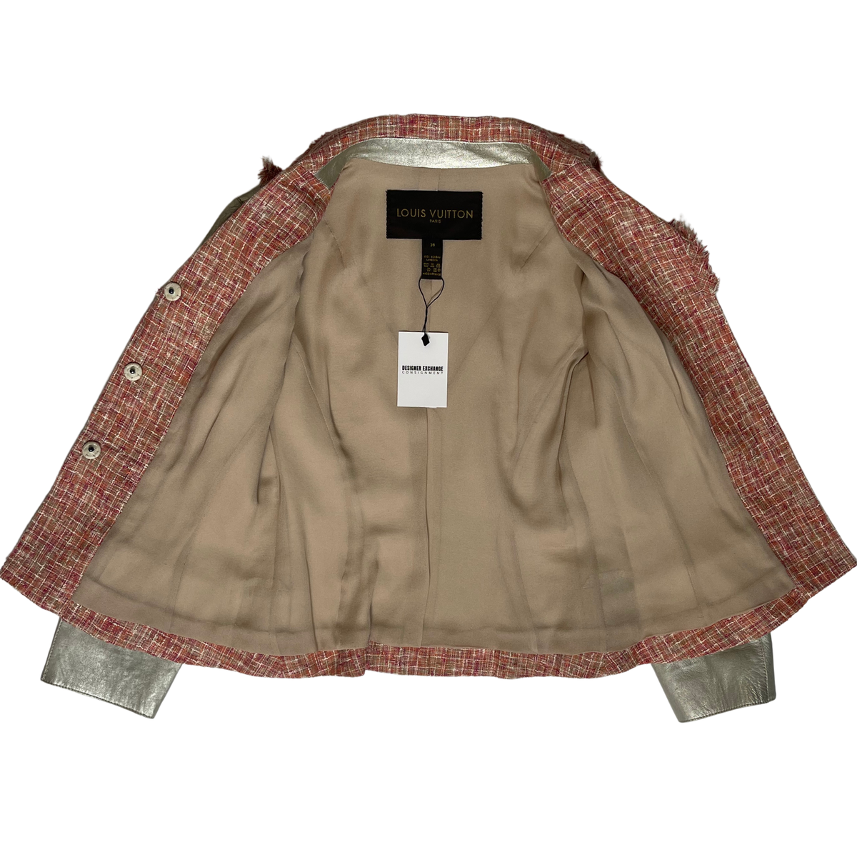 Louis Vuitton Vintage Lambskin Leather & Tweed Blazer