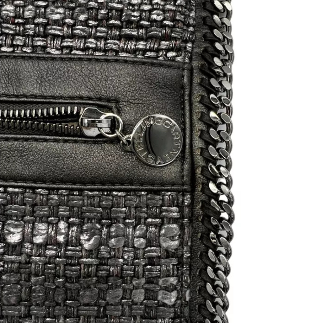 Stella McCartney Falabella Tweed Boucle Fold Over Clutch
