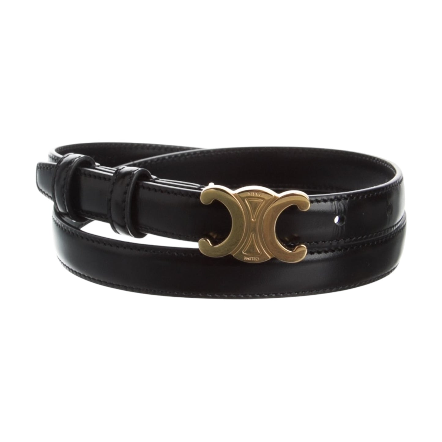 Celine black leather Triomphe belt