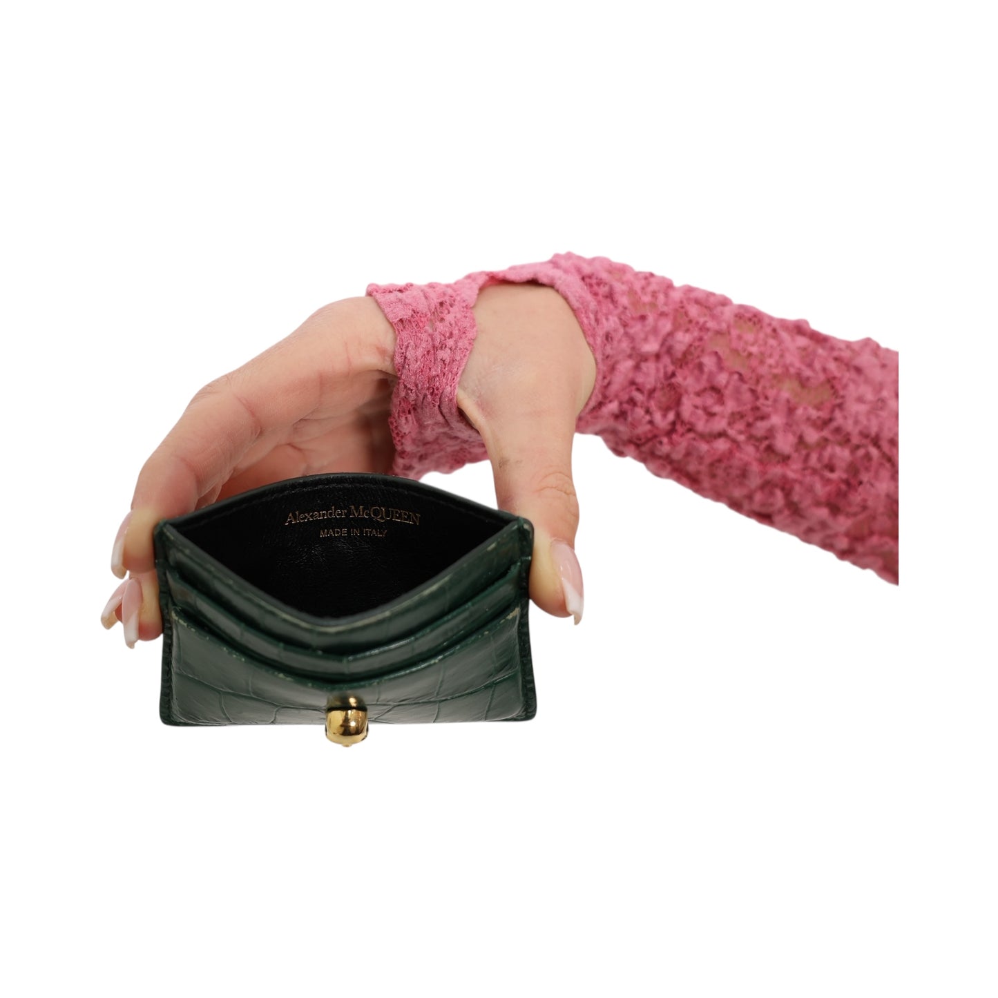 Alexander McQueen Embossed Leather Card Holder