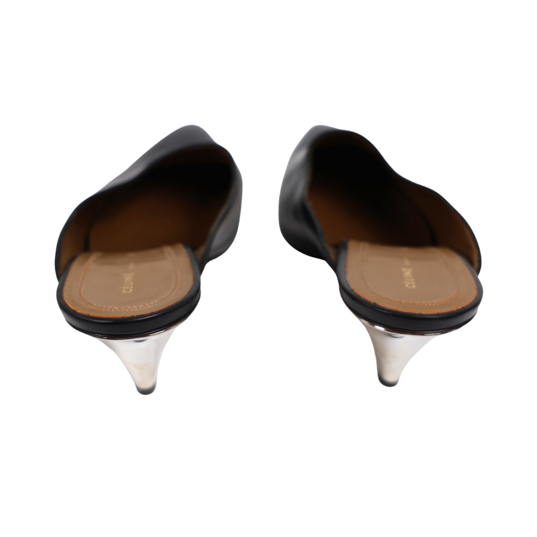 Celine Leather Cone Heel Mules (Size 40)