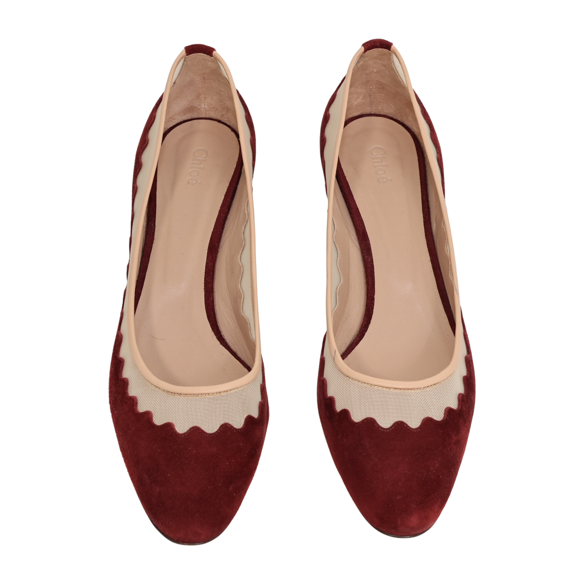 Chloe Suede & Mesh Scallop Tulle Pumps (Size 42)