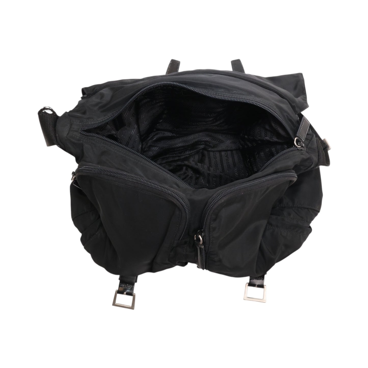 Prada Tessuto Nylon Vintage Double Pocket Messenger Bag