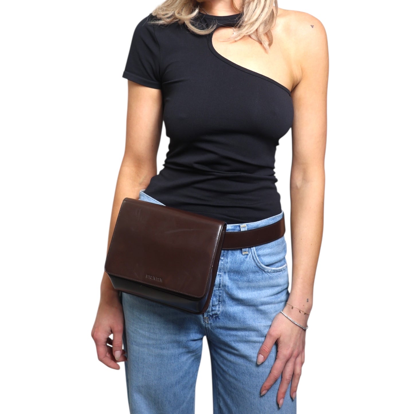 Prada Vintage Brown Leather Belt Bag