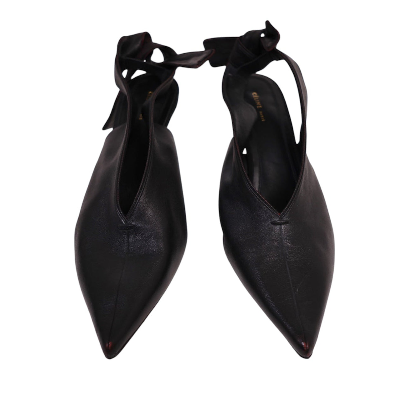 Celine Paris V-Neck Leather Slingback (Size 37)