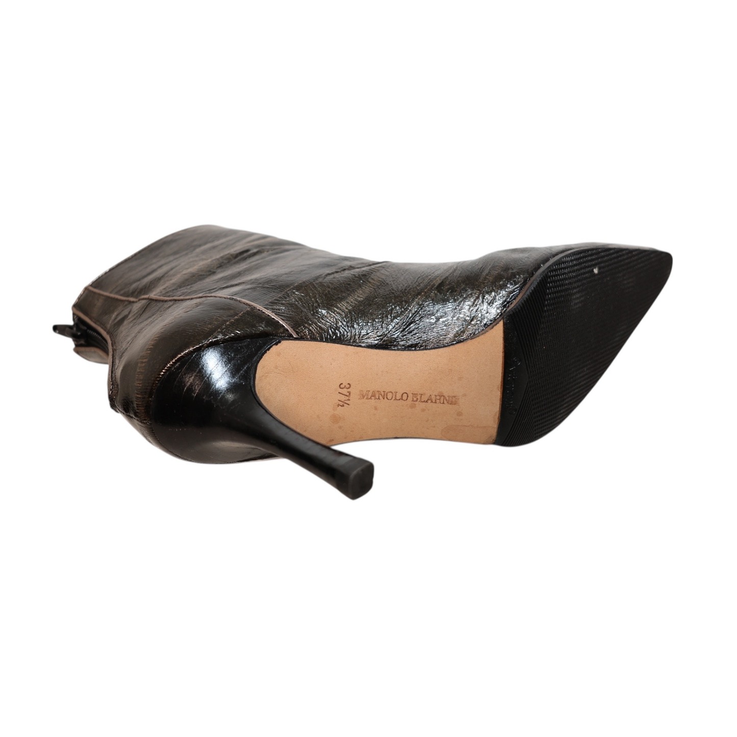 Manolo Blahnik Bronze Metallic Leather Ankle Boots (Size 37.5)
