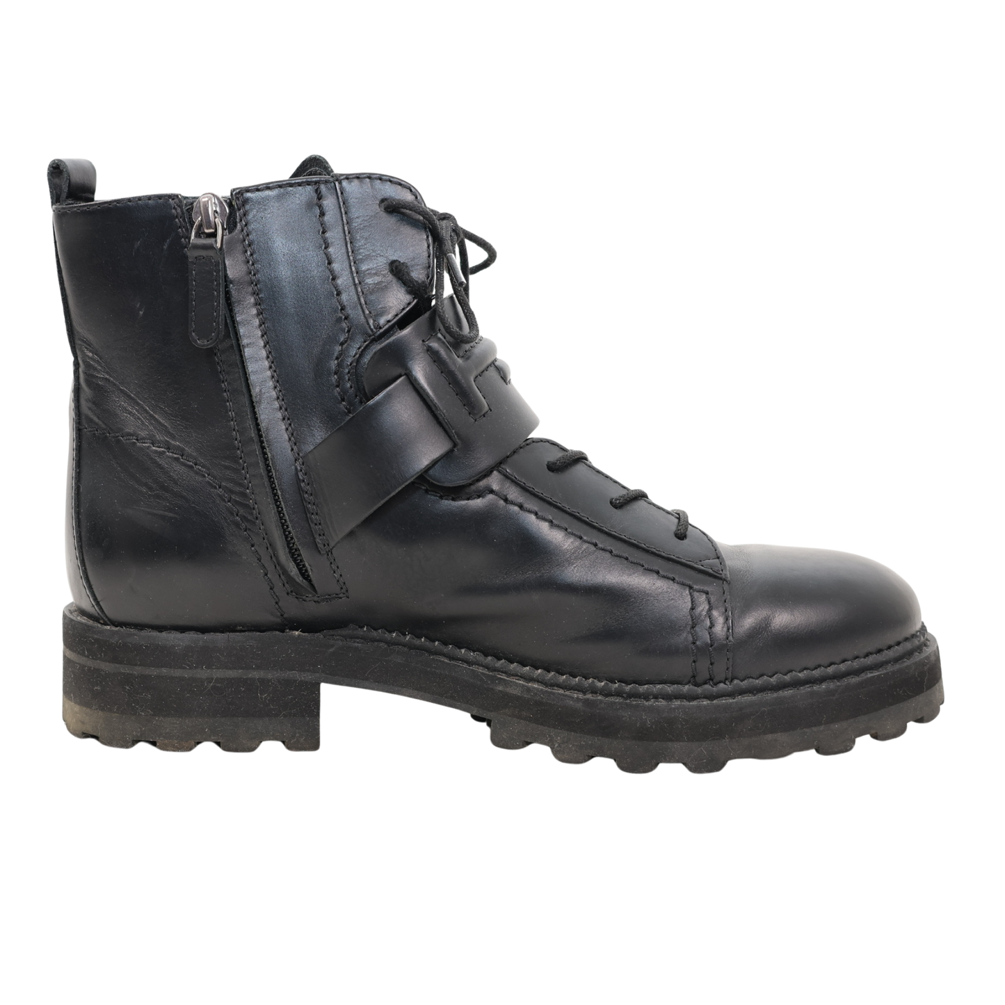 Tod's Buckled Leather Combat Boots (Size 39)