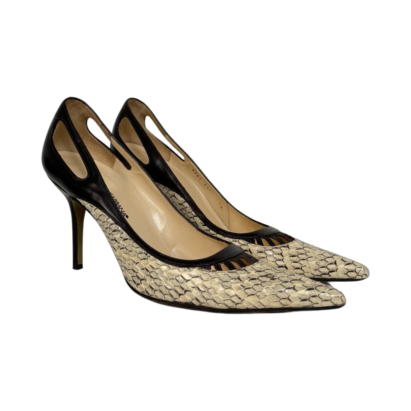 Dolce & Gabbana Python and Leather Pointed Toe Pumps (Size 39.5)