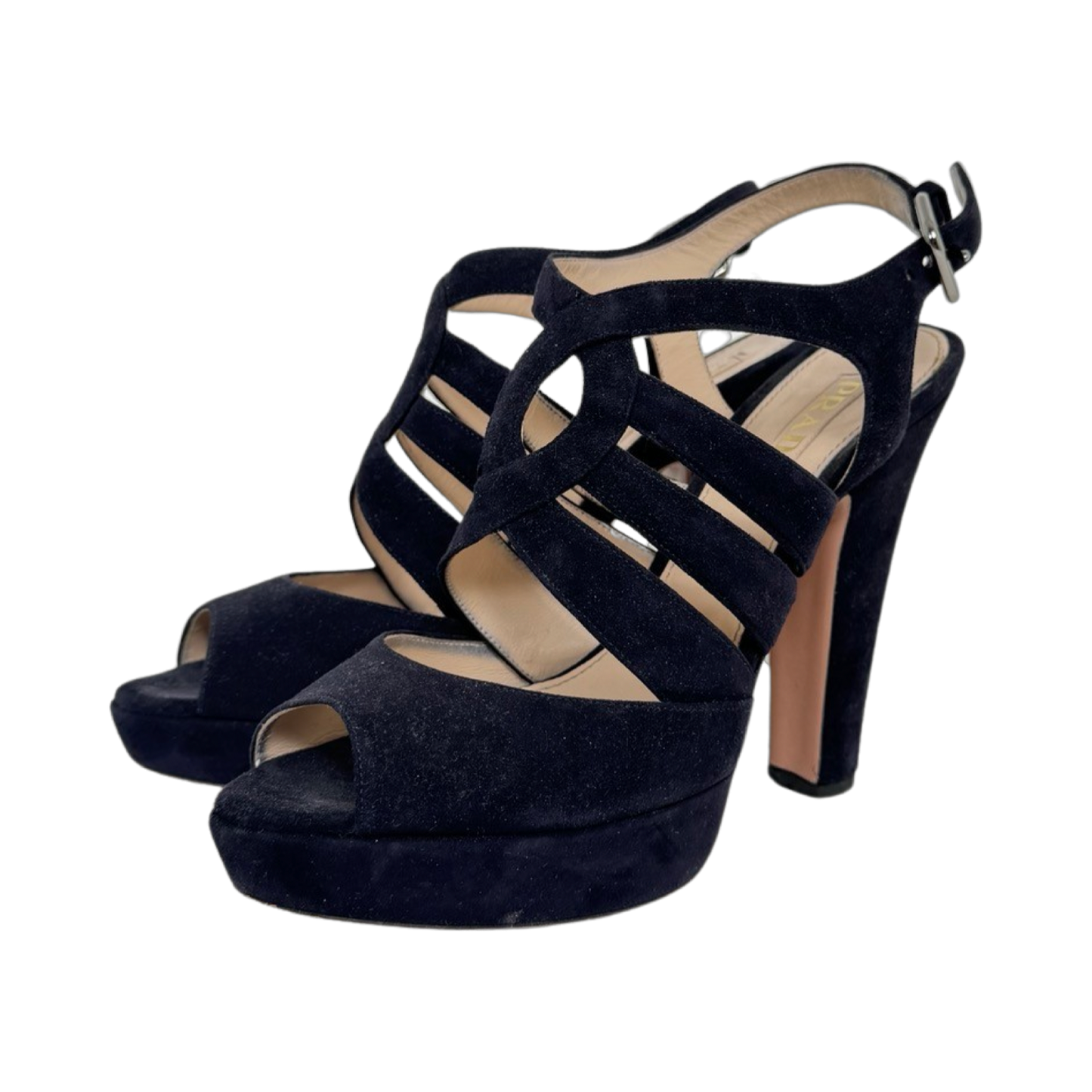 Prada Suede Peep Toe Sandals (Size 38.5)