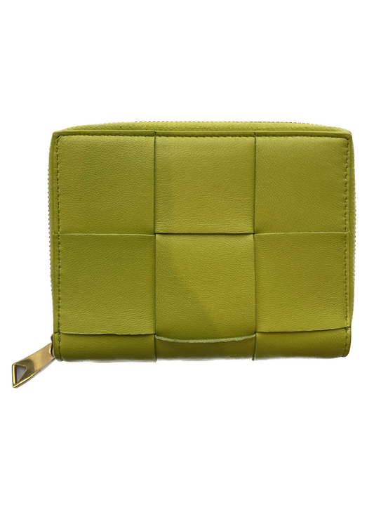 Bottega Veneta Sage Green Continental Intrecciato Weave Wallet (Small)