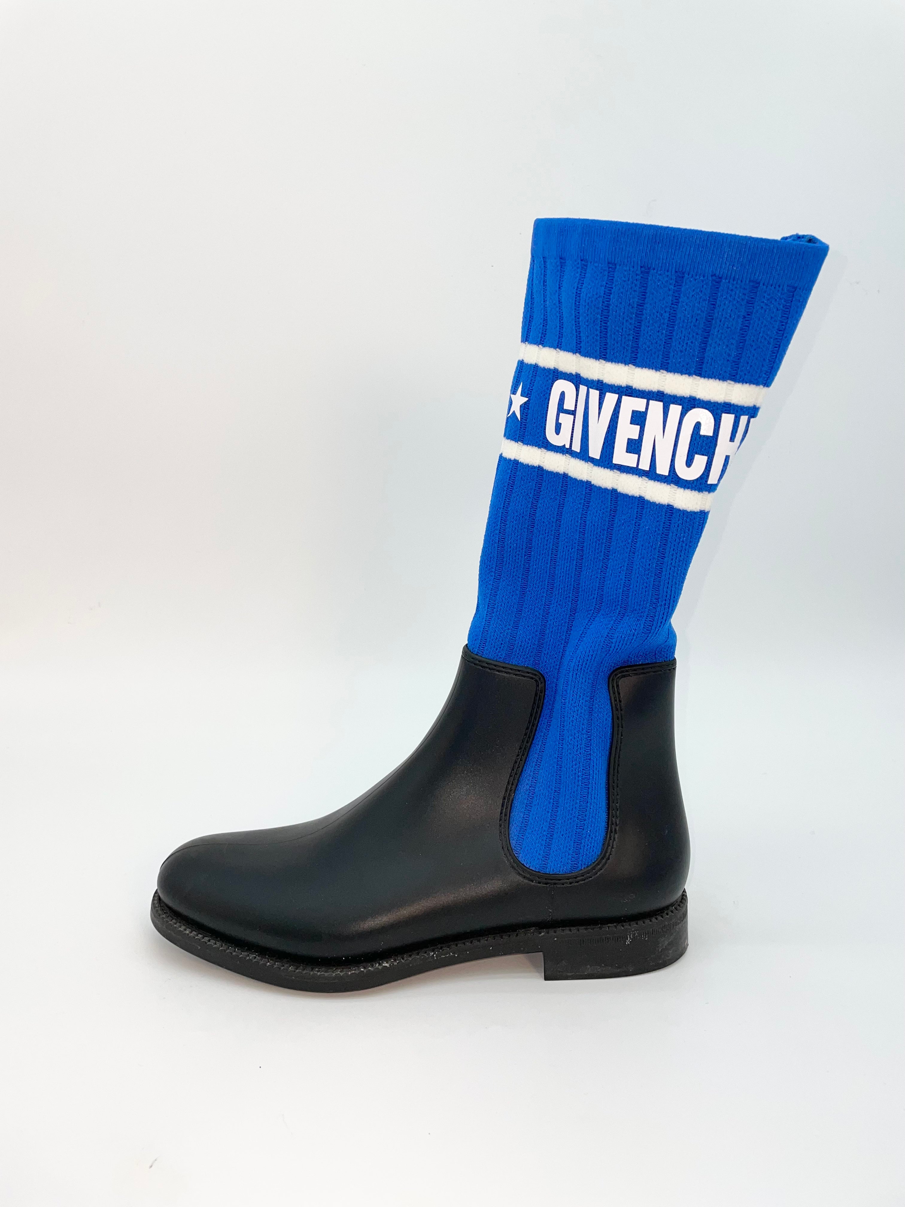 Givenchy Blue Storm Ribbed knit Chelsea Boots Size 36 Designer