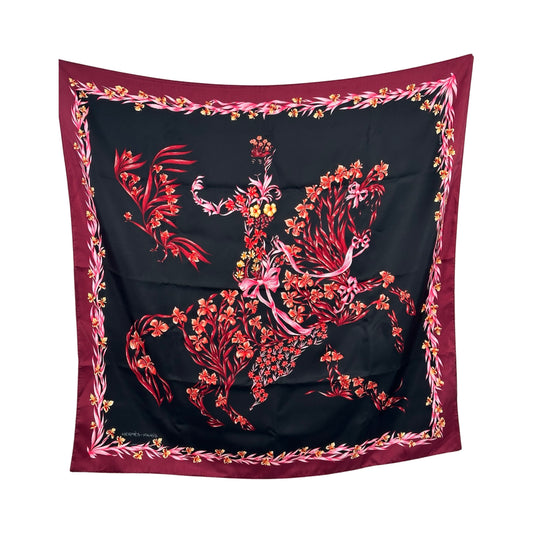 HERMÈS Cheval Fleuri 90 Silk Scarf