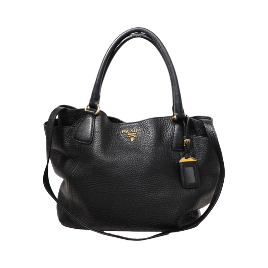 Prada Vitello Daino Leather Side-Pocket Tote Bag w/ Strap
