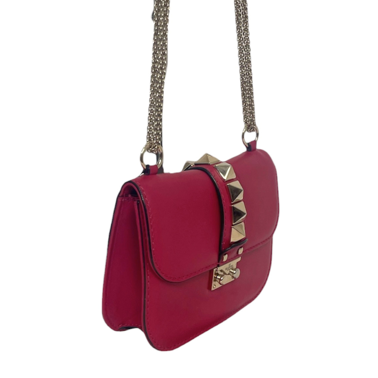 Valentino Leather Rockstud Glam Lock Shoulder Bag