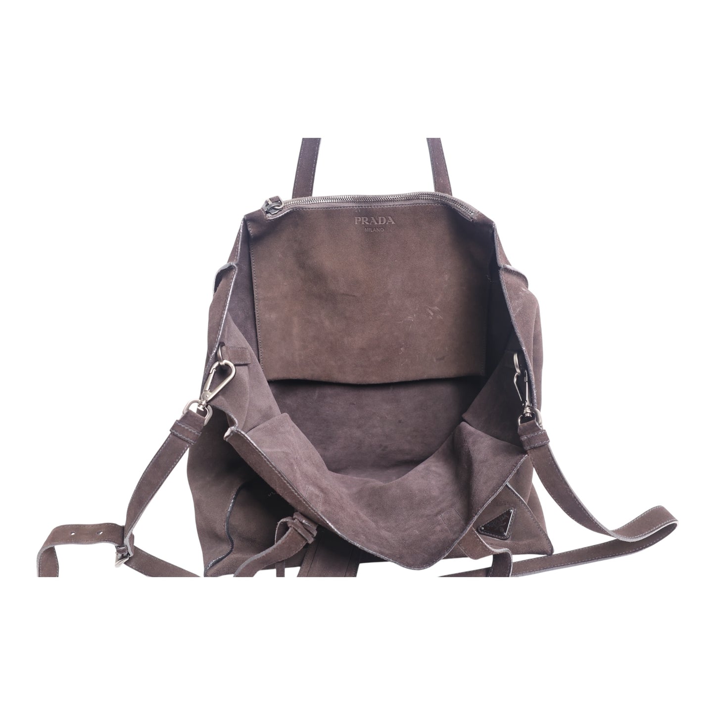 Prada Suede Leather Two-Way Tote Bag