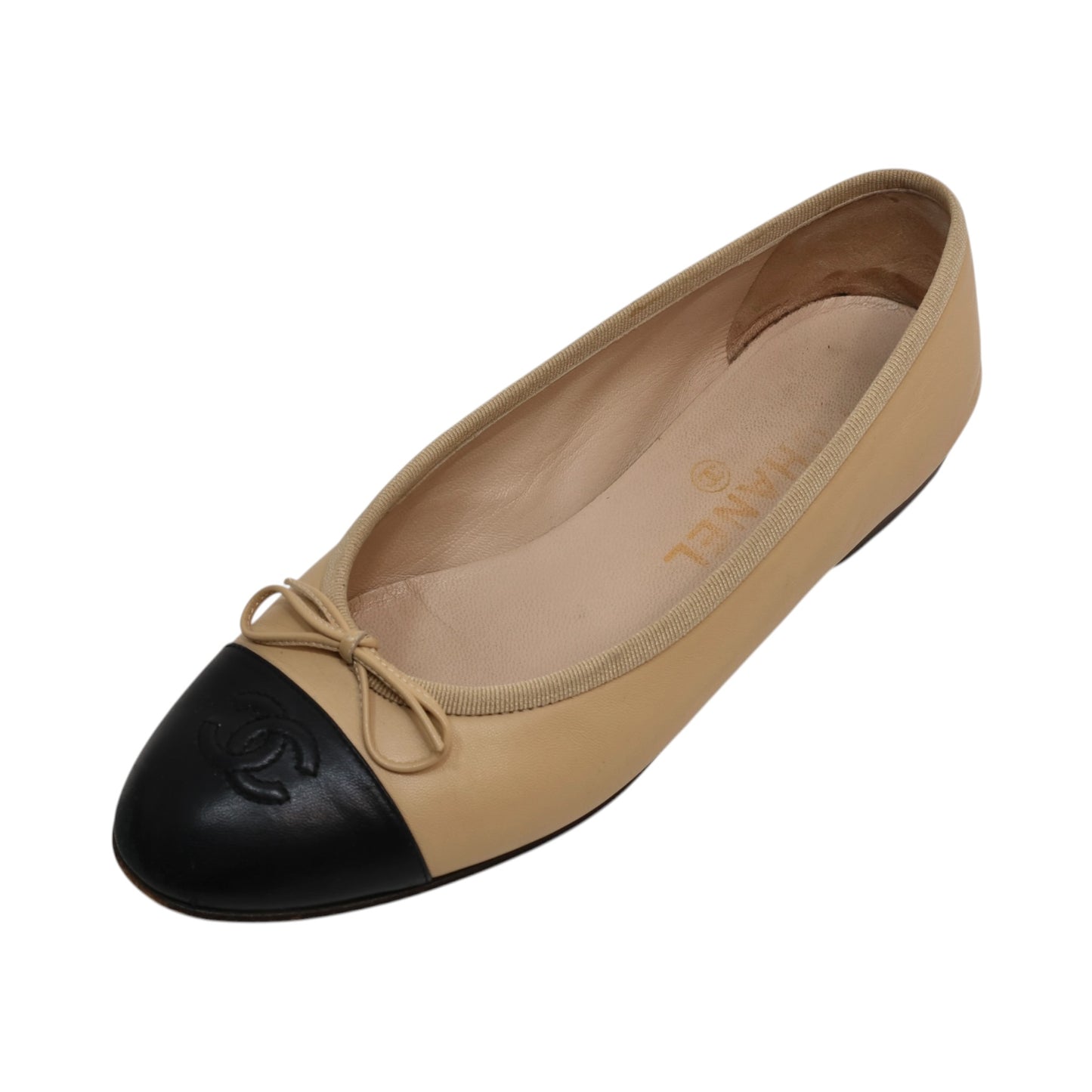 Chanel Interlocking CC Lambskin Leather Ballet Flats (Size 38)