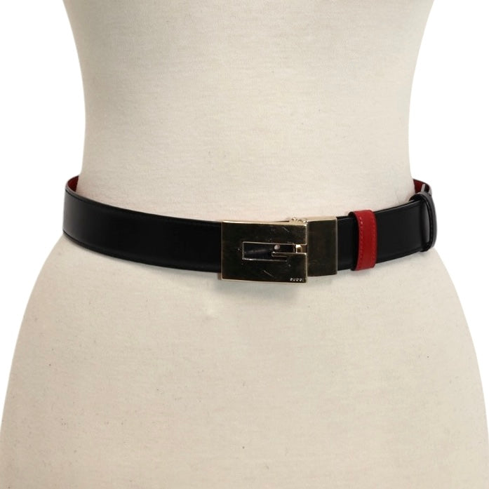 Gucci Vintage G Square Buckle Leather Belt