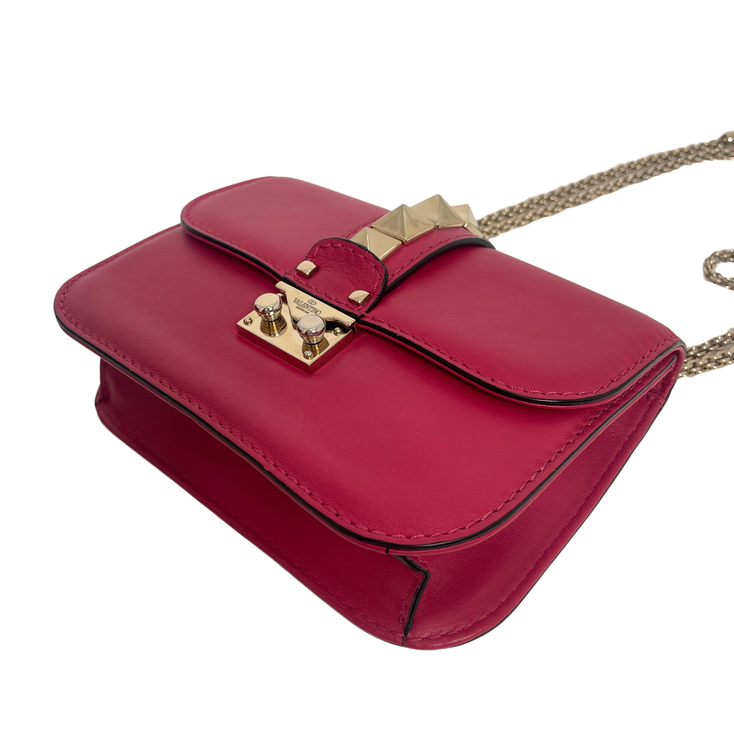 Valentino Leather Rockstud Glam Lock Shoulder Bag
