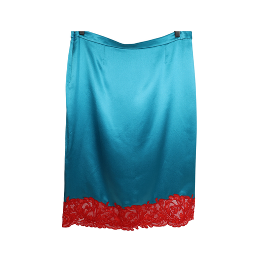 Versace Lace-Trimmed Silk Slip Skirt