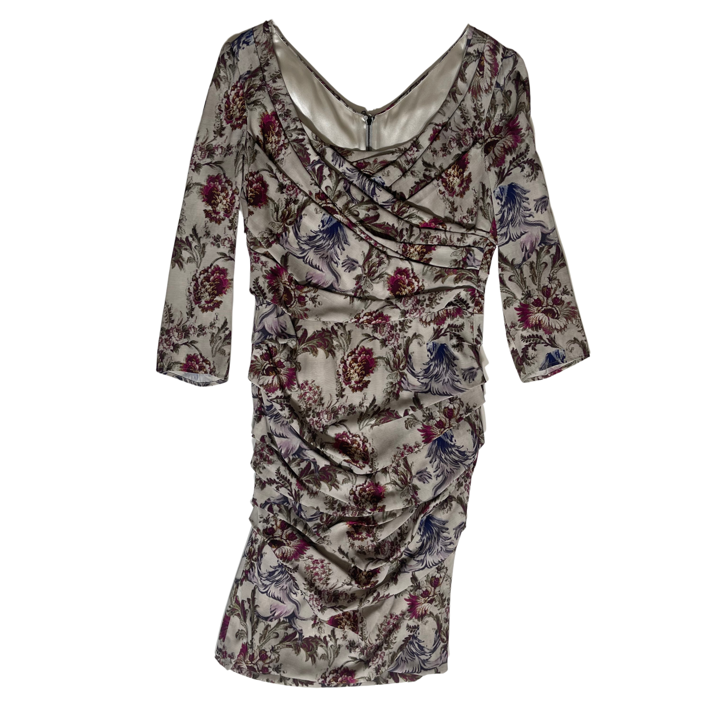 Dolce & Gabanna Ruched Floral Silk Dress