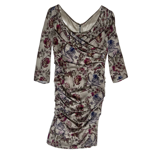 Dolce & Gabanna Ruched Floral Silk Dress