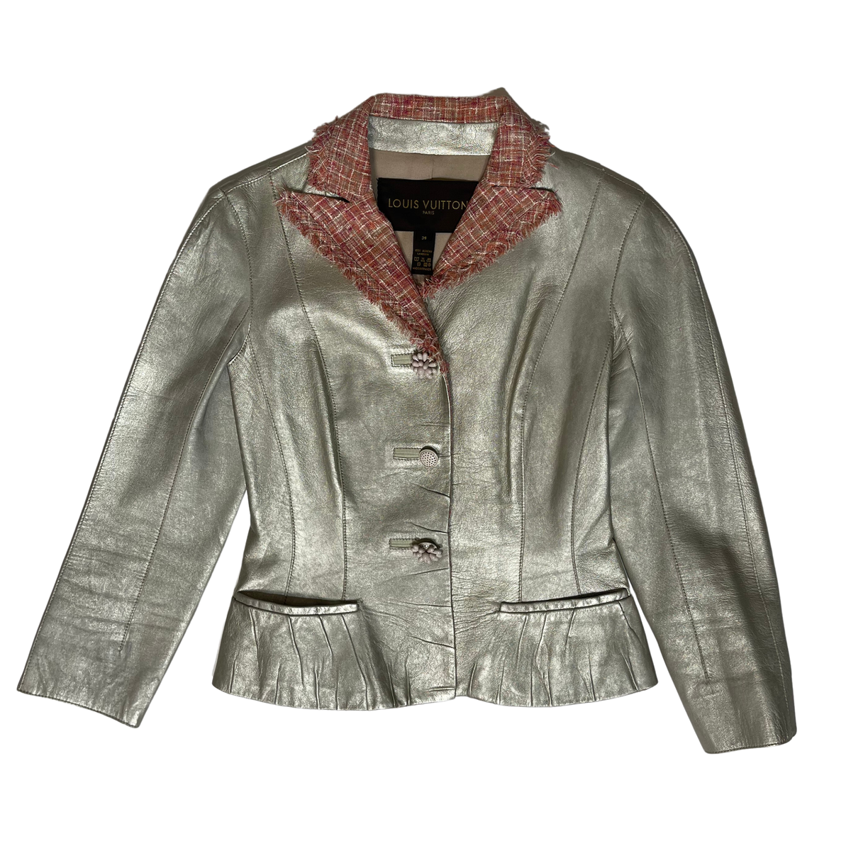 Louis Vuitton Vintage Lambskin Leather & Tweed Blazer