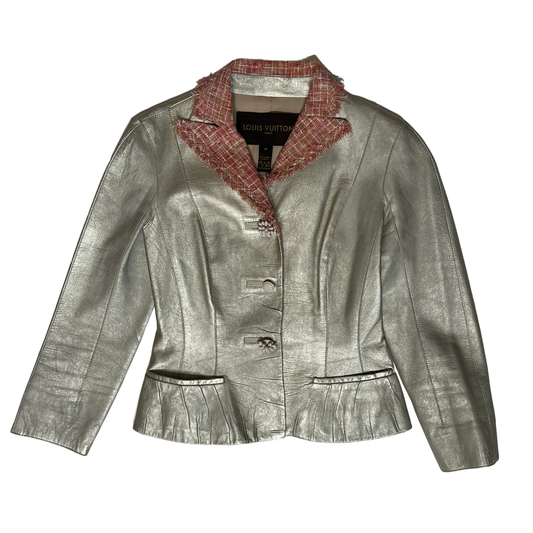 Louis Vuitton Vintage Lambskin Leather & Tweed Blazer