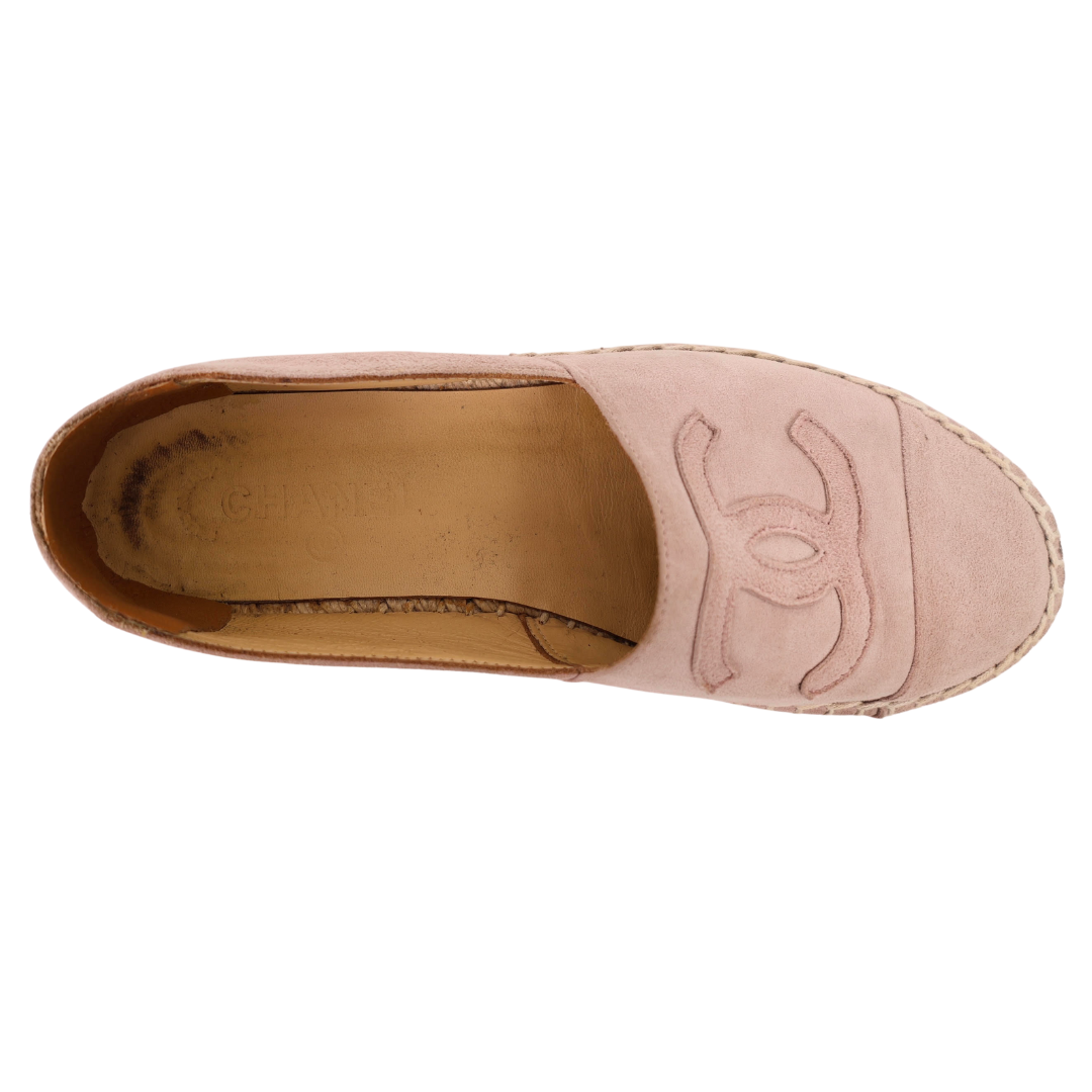 Chanel Interlocking CC Logo Suede Espadrilles (Size 37)