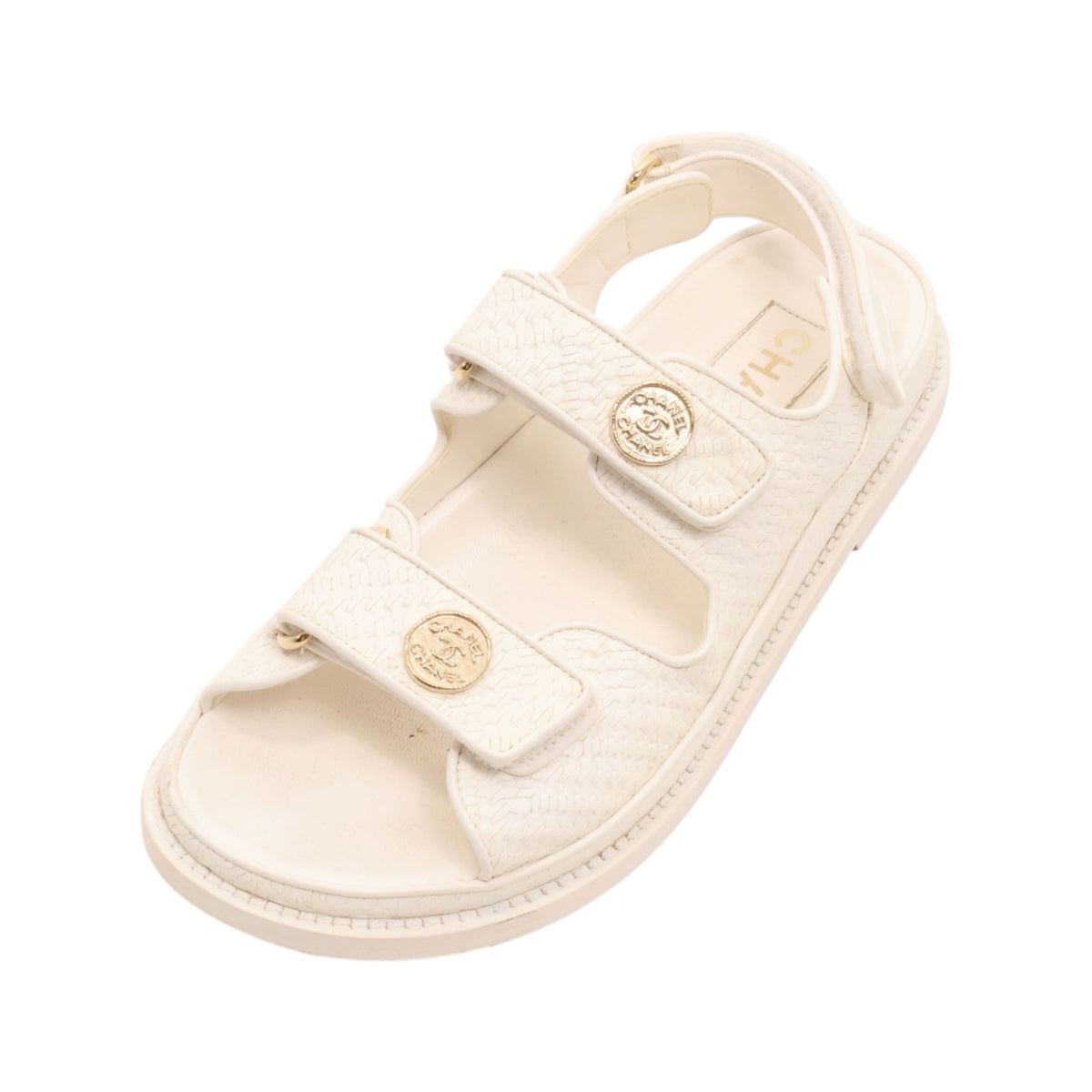 Chanel Printed Calfskin Velcro Dad Sandals (Size 37)