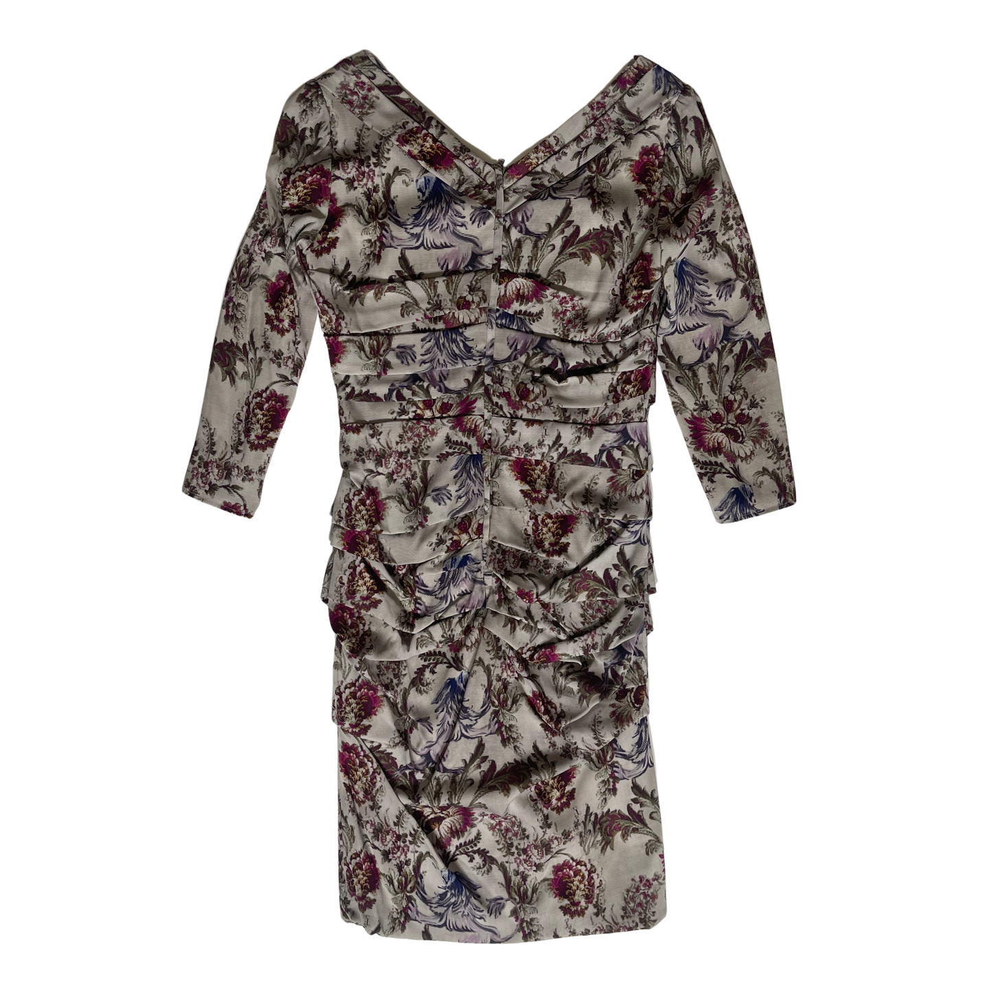 Dolce & Gabanna Ruched Floral Silk Dress