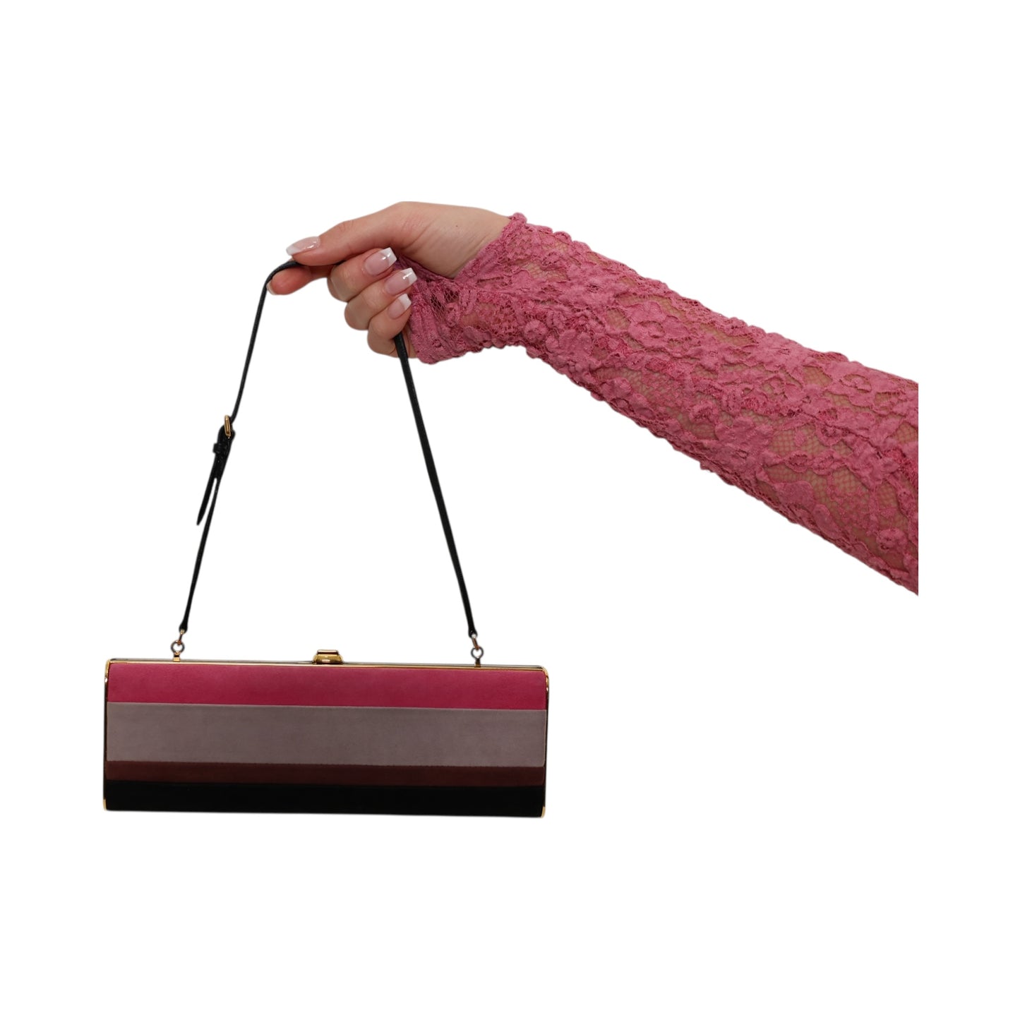Miu Miu Striped Suede Box Clutch