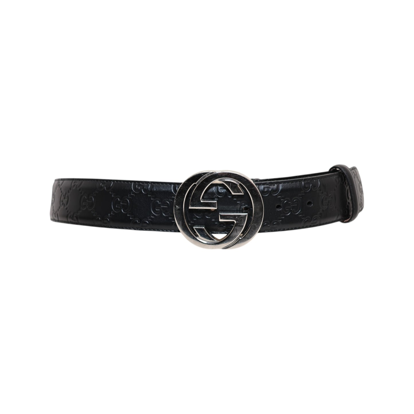 Gucci GG Leather Interlocking G Buckle Belt