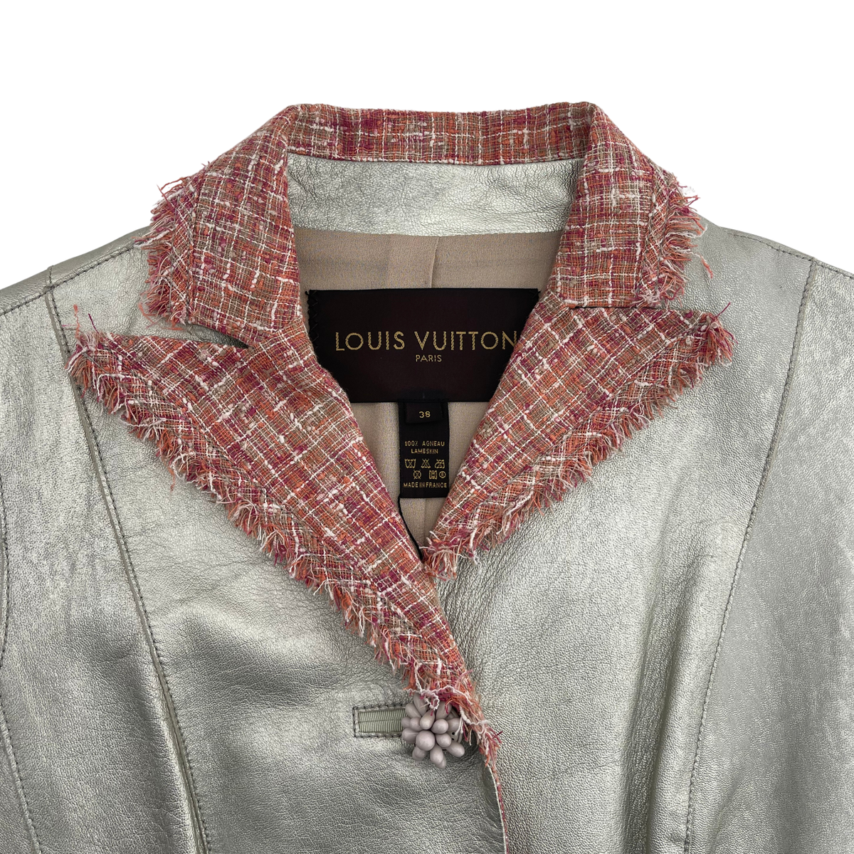 Louis Vuitton Vintage Lambskin Leather & Tweed Blazer