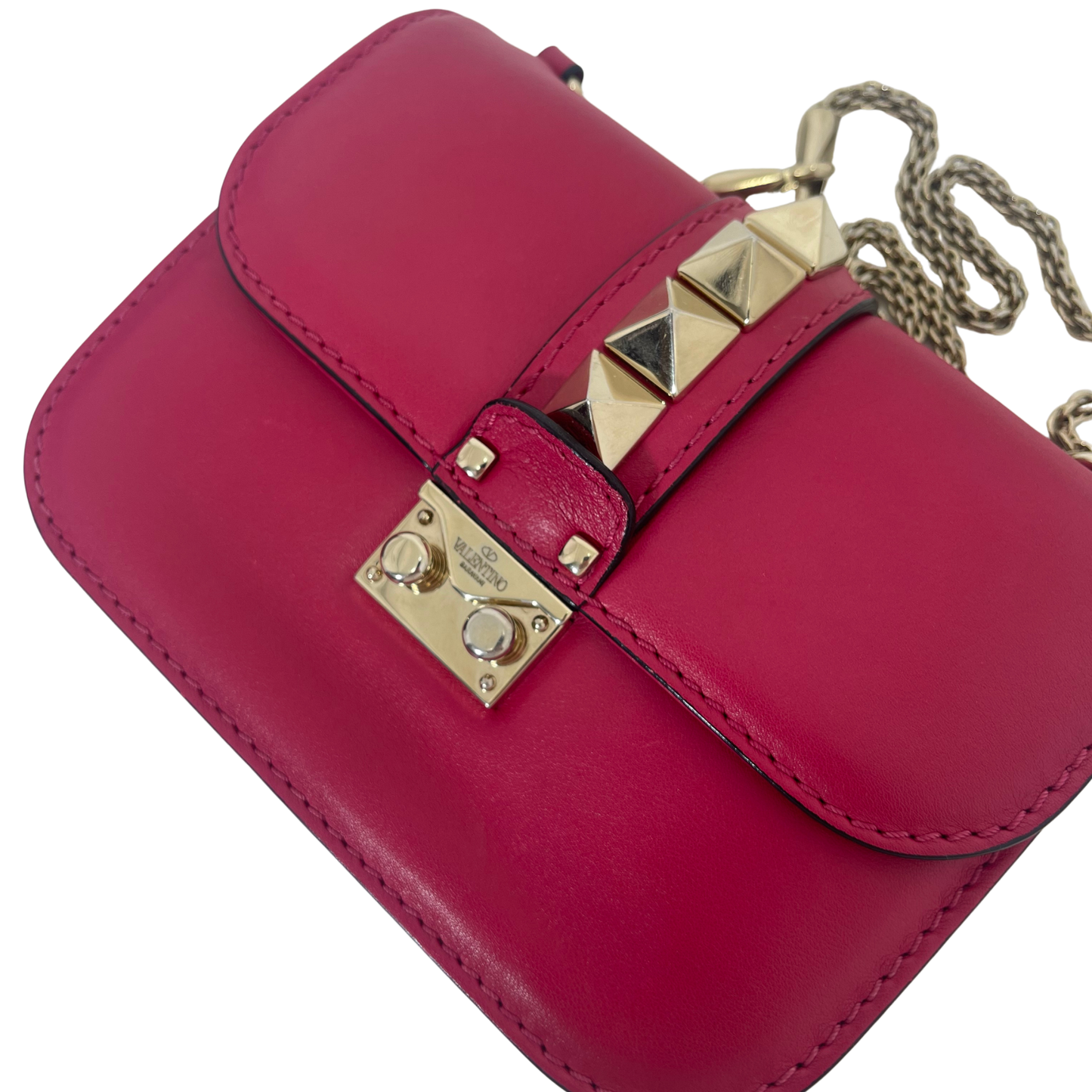 Valentino Leather Rockstud Glam Lock Shoulder Bag