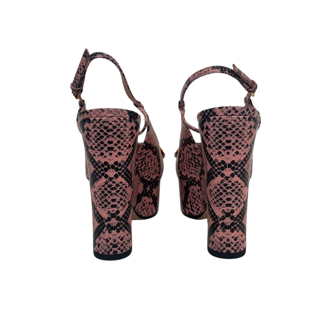 Gucci Python Print Horsebit Platform Slingback Pumps