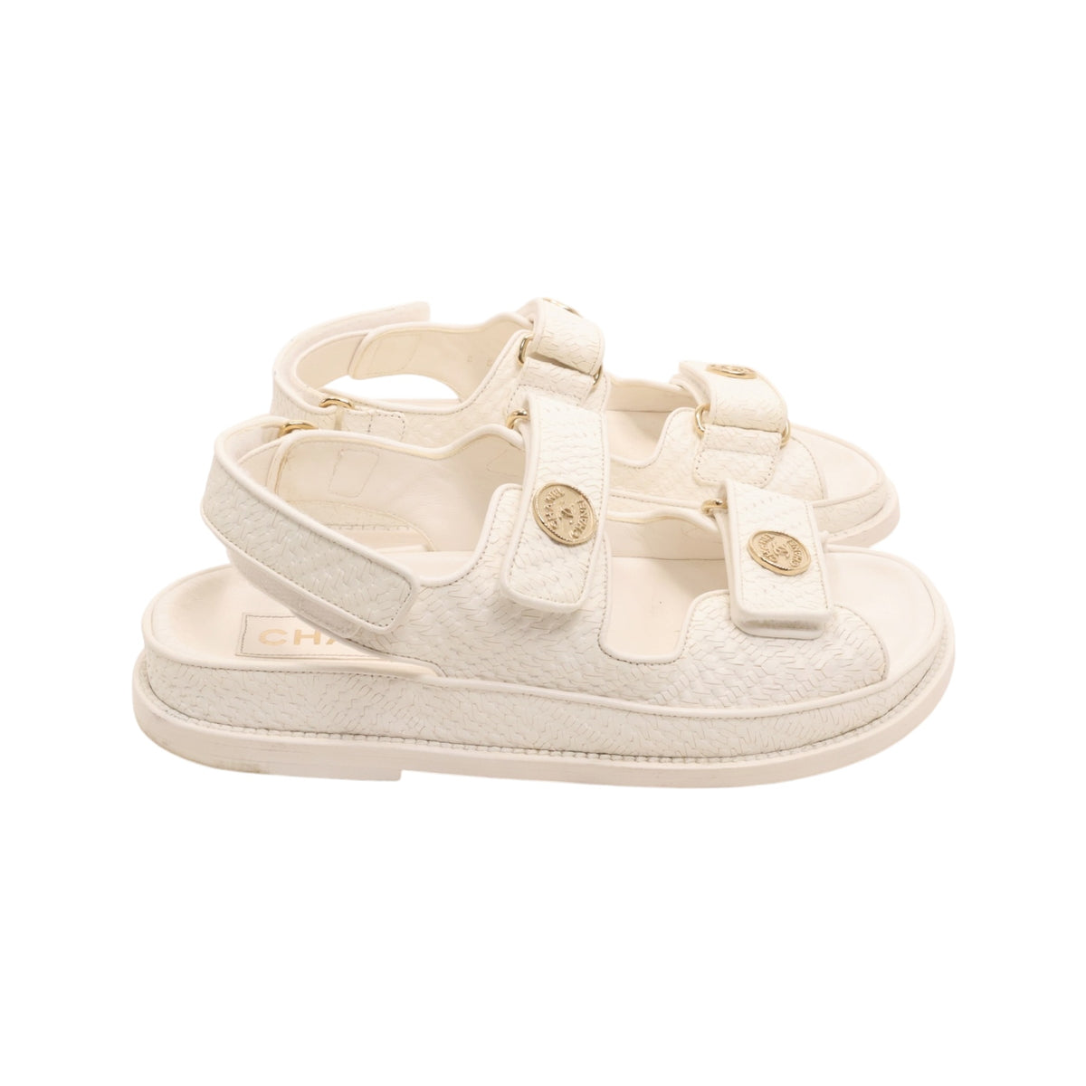Chanel Printed Calfskin Velcro Dad Sandals (Size 37)