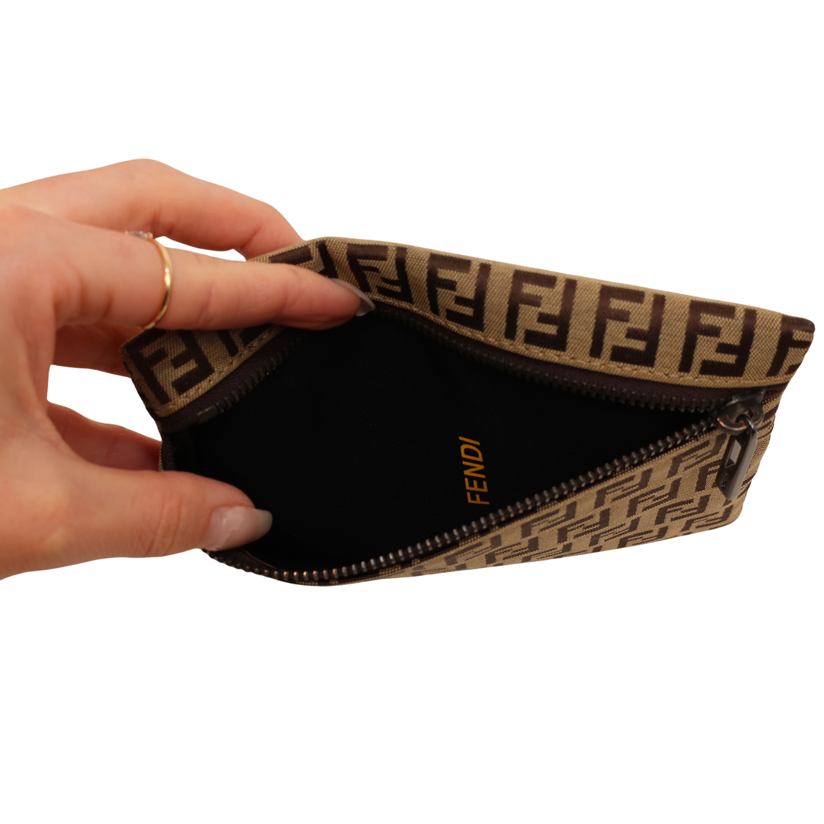 Fendi Zucchino FF Canvas Zip Pouch