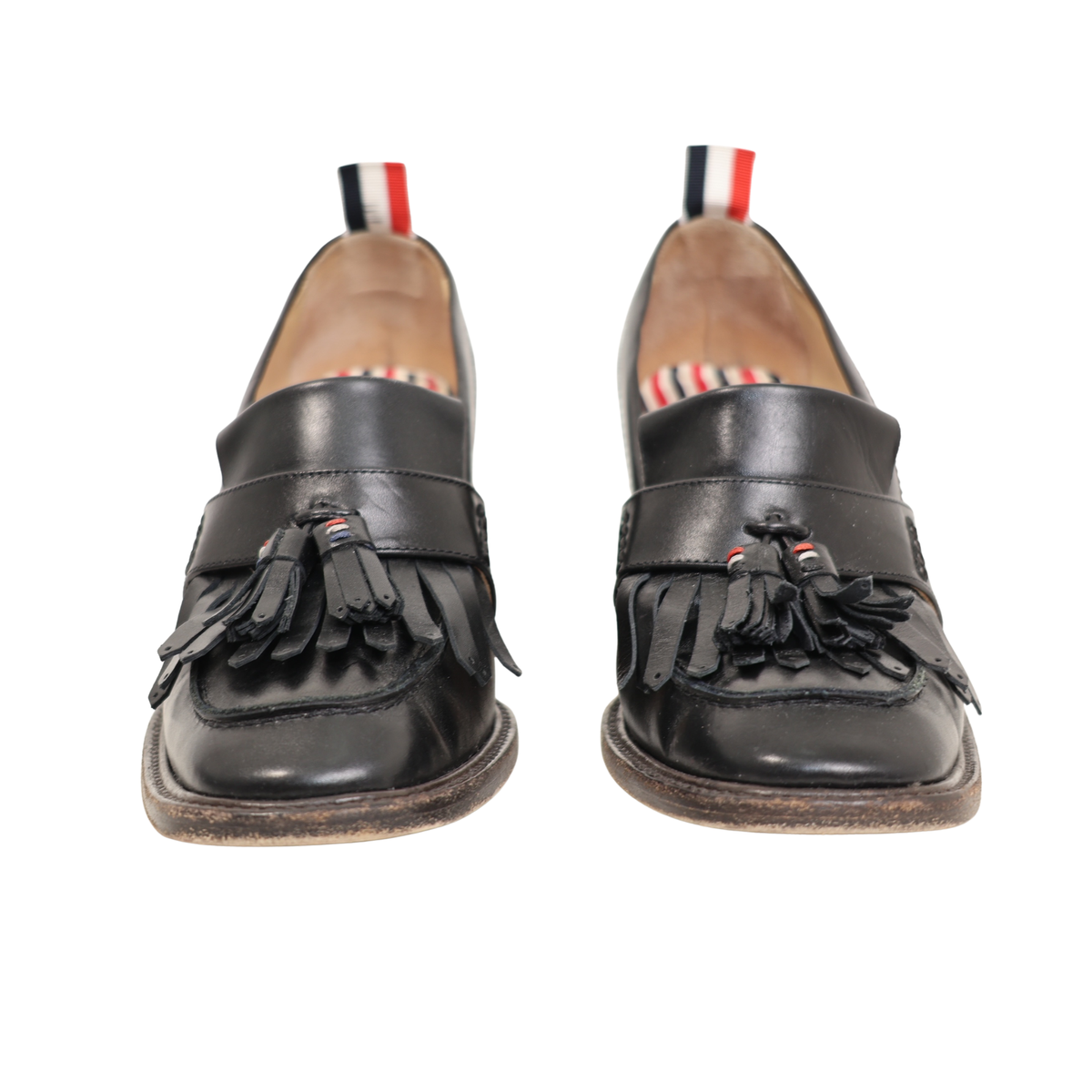 Thom Browne Tassel Knit Leather Loafers (Size 37.5)