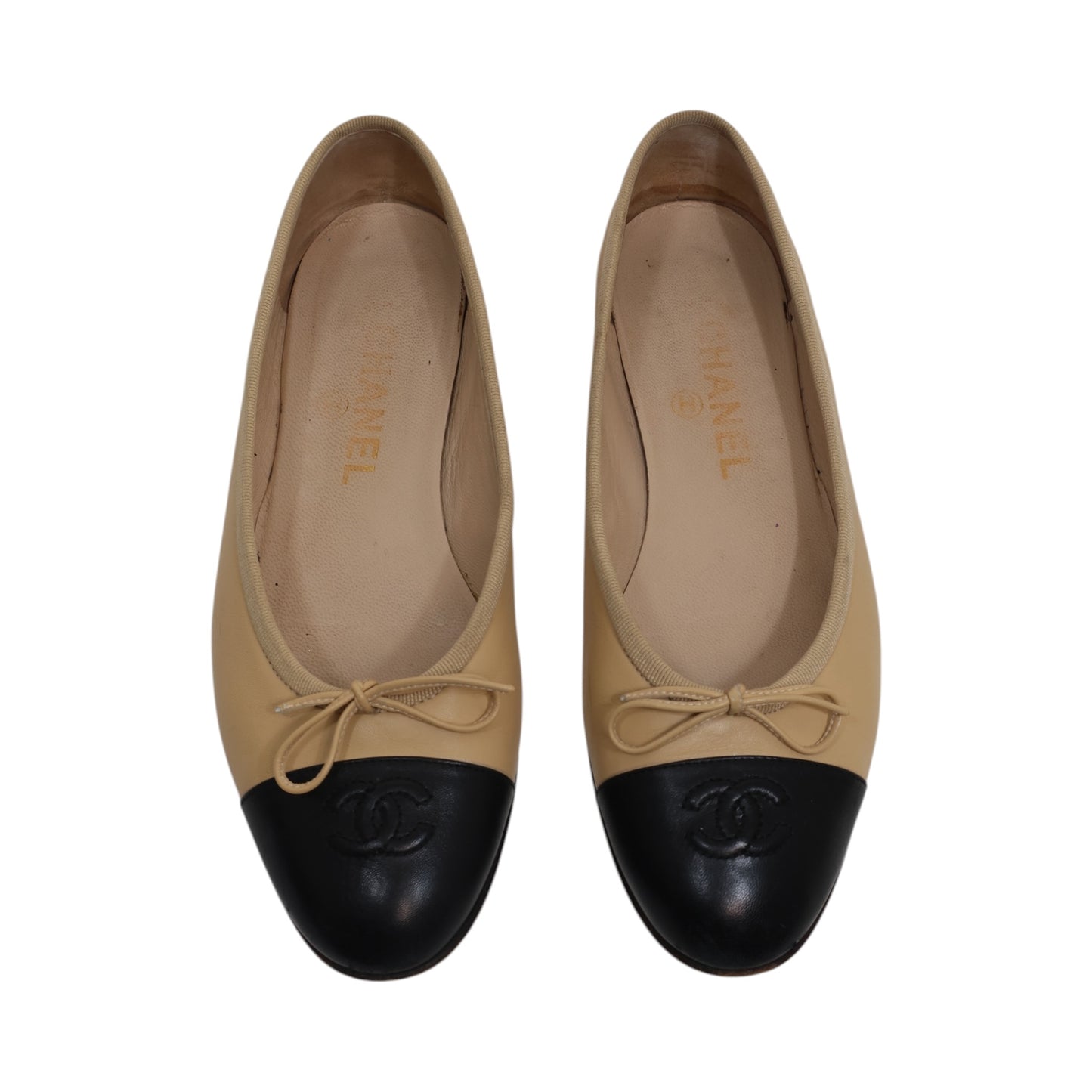 Chanel Interlocking CC Lambskin Leather Ballet Flats (Size 38)