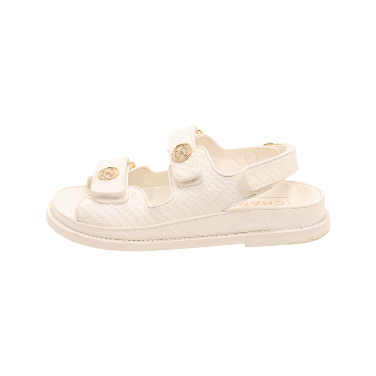 Chanel Printed Calfskin Velcro Dad Sandals (Size 37)