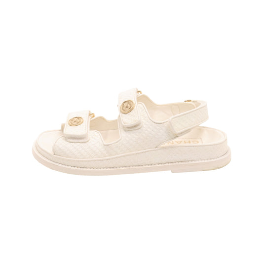 Chanel Printed Calfskin Velcro Dad Sandals (Size 37)