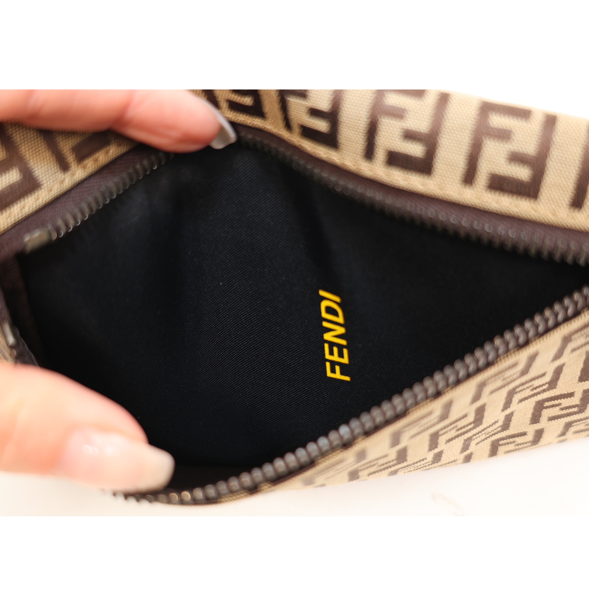 Fendi Zucchino FF Canvas Zip Pouch