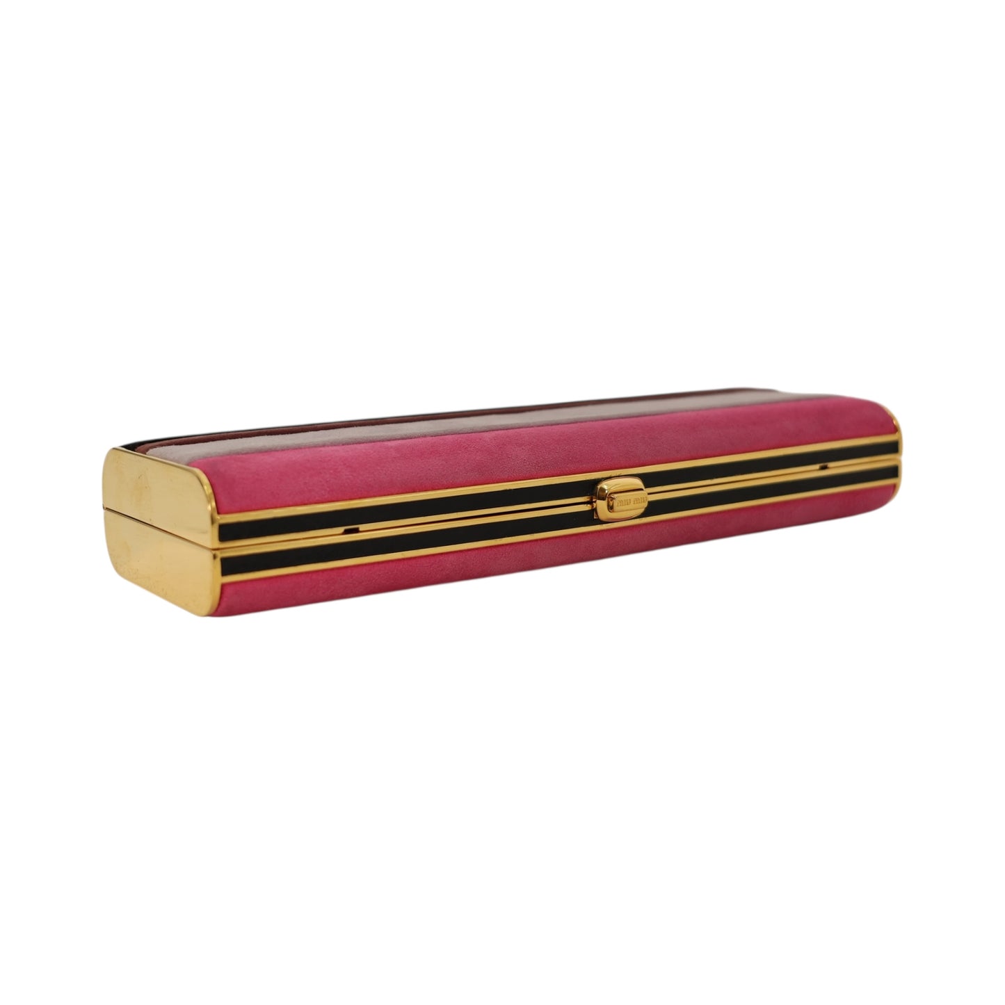 Miu Miu Striped Suede Box Clutch