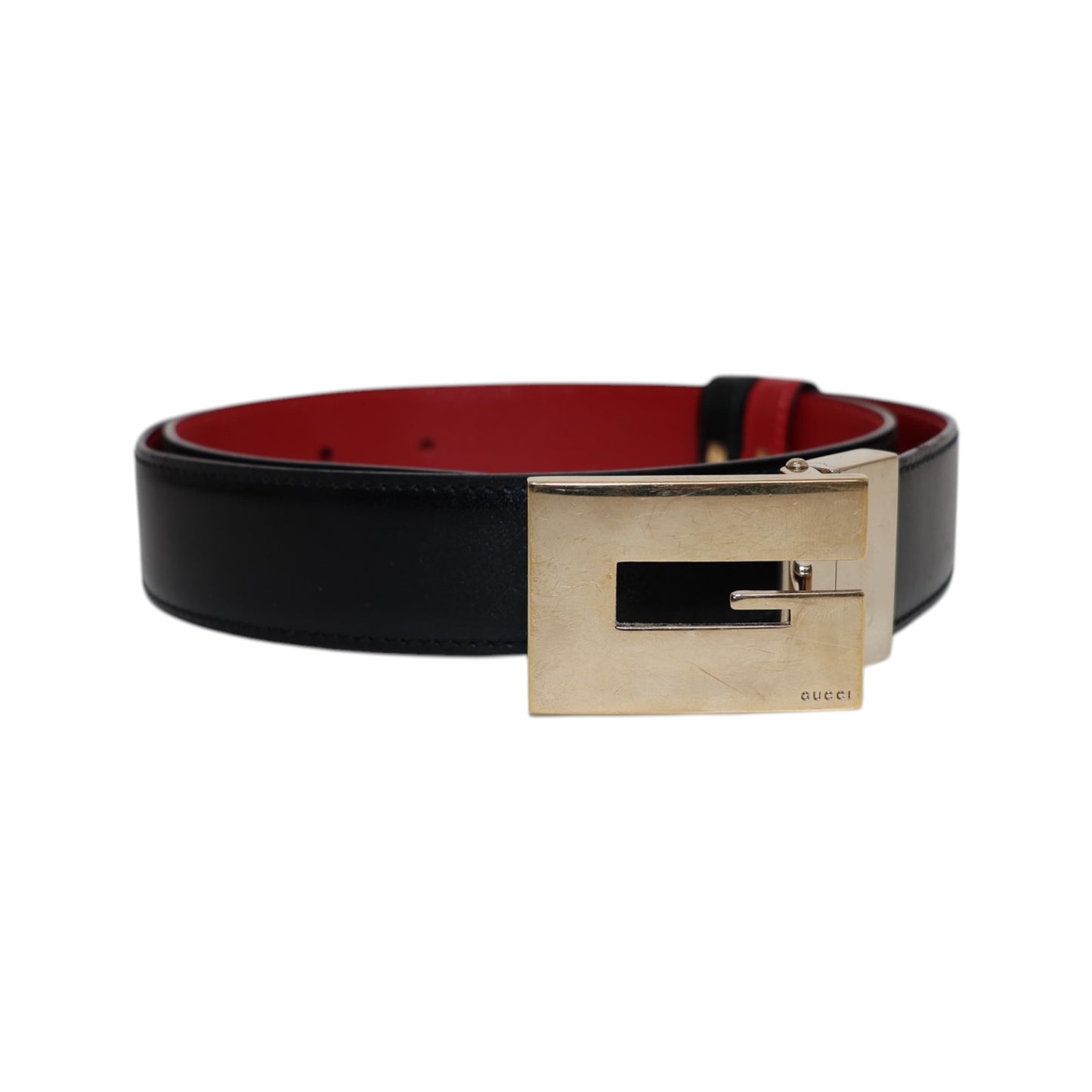 Gucci Vintage G Square Buckle Leather Belt
