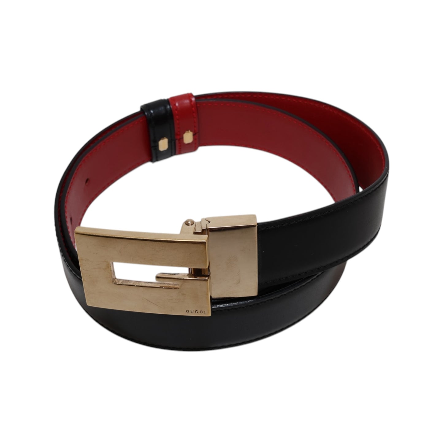Gucci Vintage G Square Buckle Leather Belt