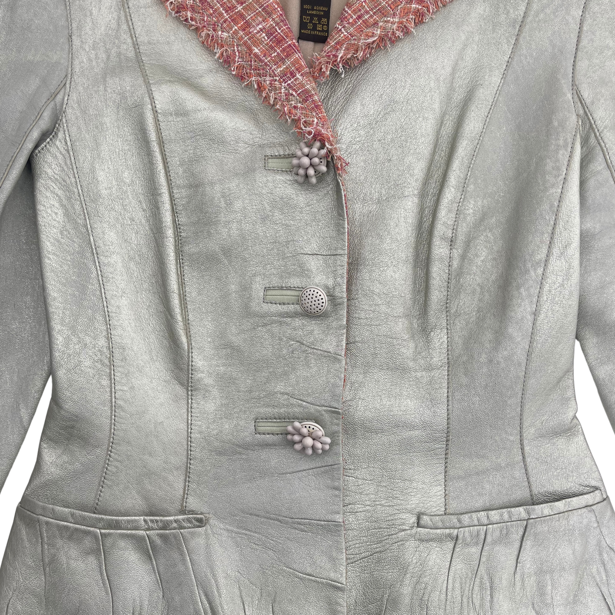 Louis Vuitton Vintage Lambskin Leather & Tweed Blazer
