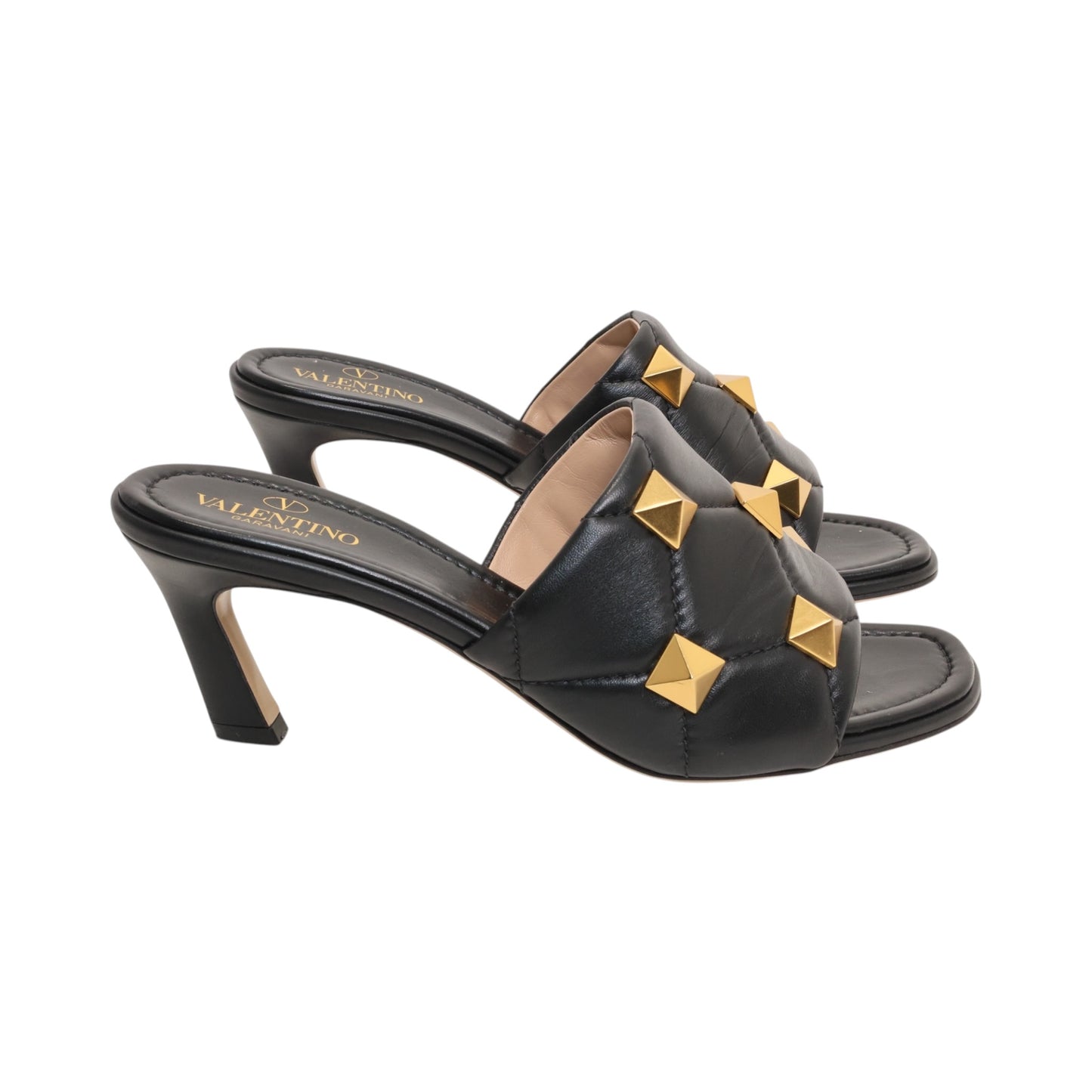 Valentino Rockstud Quilted Leather Slide Mules (Size 38)