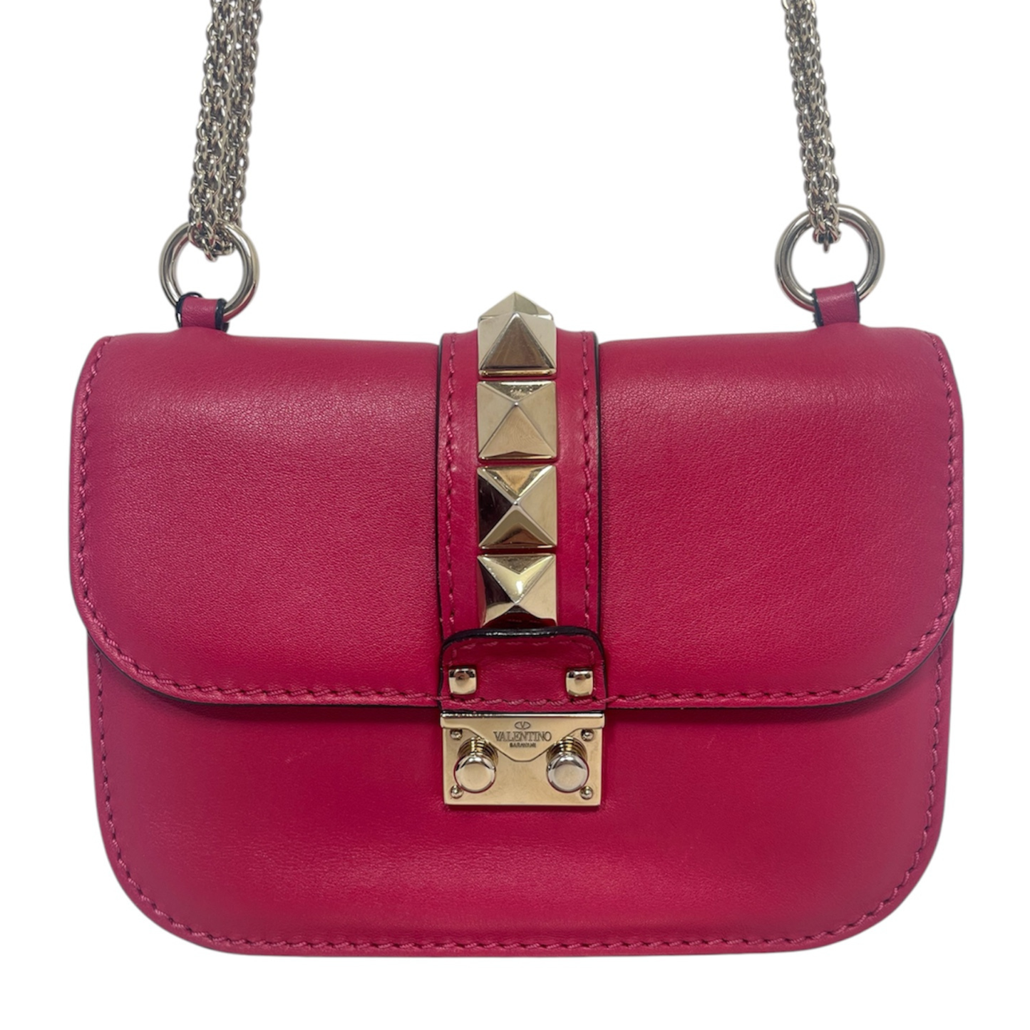 Valentino Leather Rockstud Glam Lock Shoulder Bag