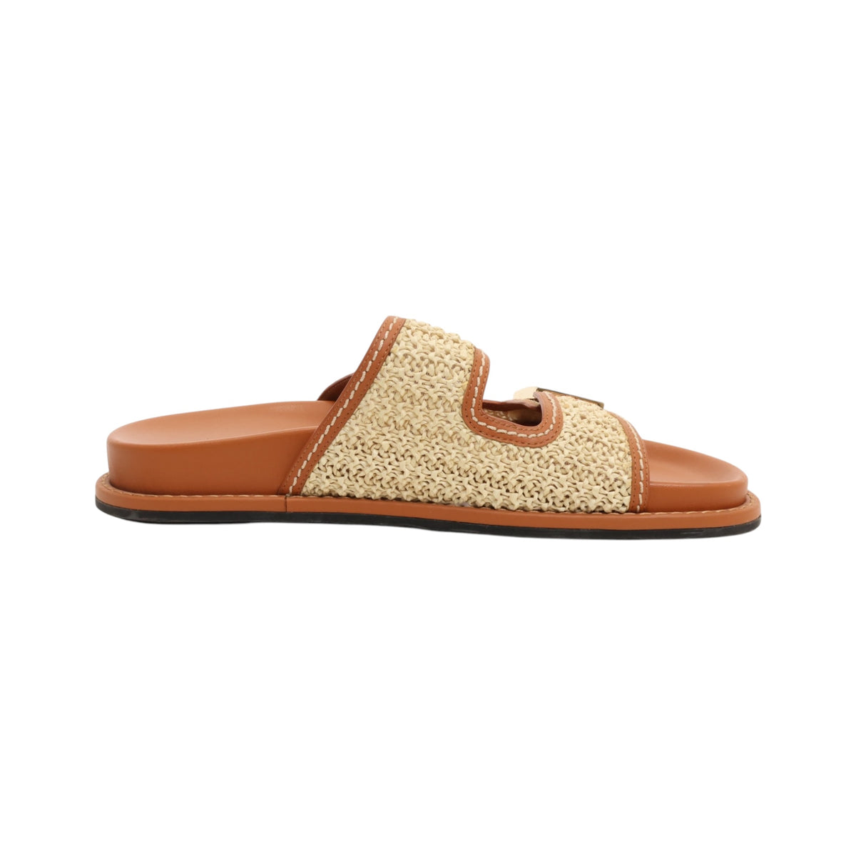 Fendi Raffia FF Buckle Colorblock Pattern Slides (Size 37)
